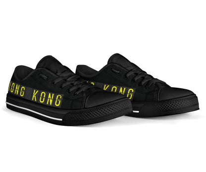 Airport Destinations HONG KONG (Black) - Low Top Canvas Shoes-Amaze Style™-placeholder-placeholder-Vibe Cosy™