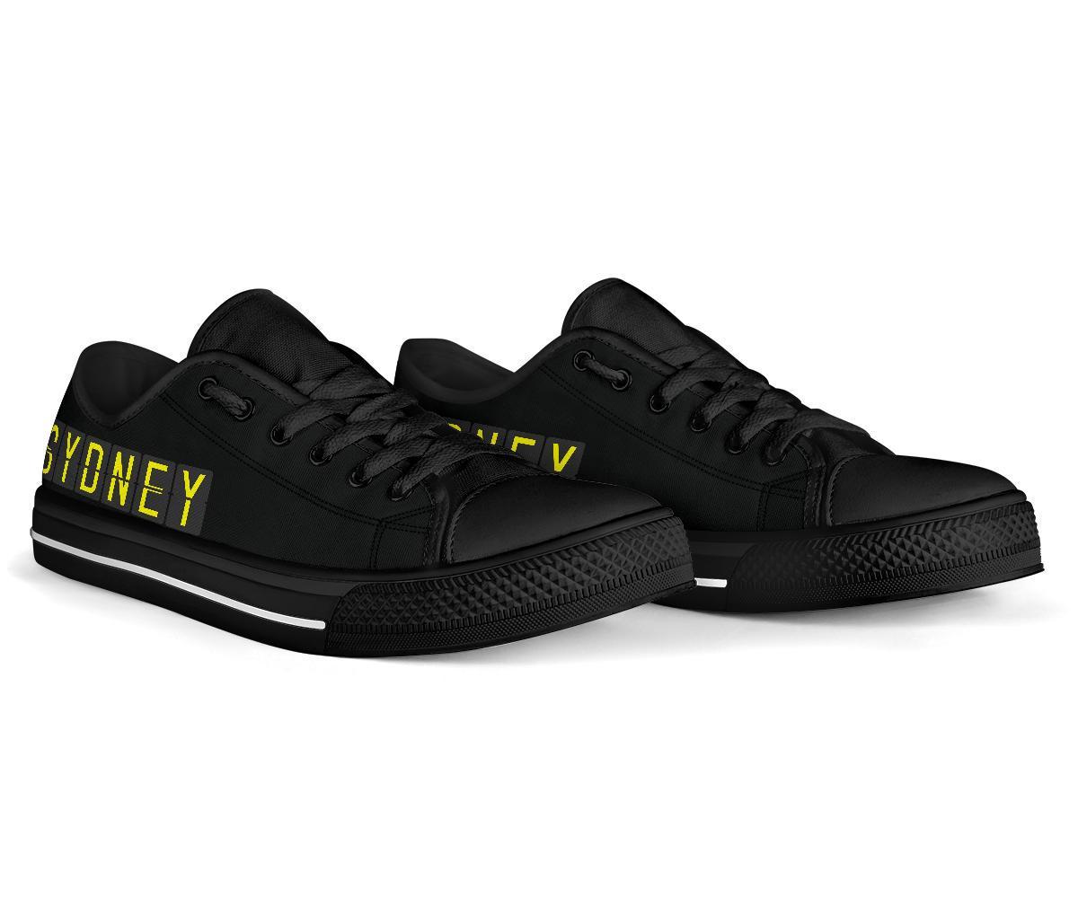 Airport Destinations SYDNEY (Black) - Low Top Canvas Shoes-Amaze Style™-Womens Low Top - Airport Destinations SYDNEY (Black) - Low Top Canvas Shoes-US5.5 (EU36)-Vibe Cosy™