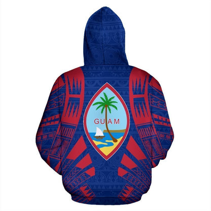 Guam All Over Zip-Up Hoodie - Polynesian Tattoo Style - Amaze Style™-ALL OVER PRINT ZIP-UP HOODIES