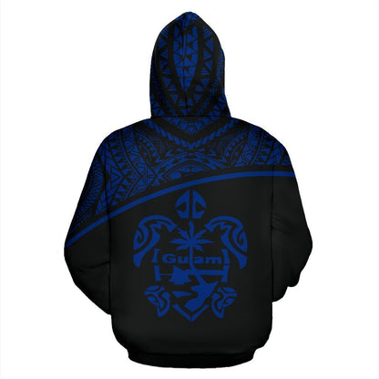 Guam All Over Zip-Up Hoodie - Micronesian Curve Blue Style - Amaze Style™-ALL OVER PRINT ZIP-UP HOODIES
