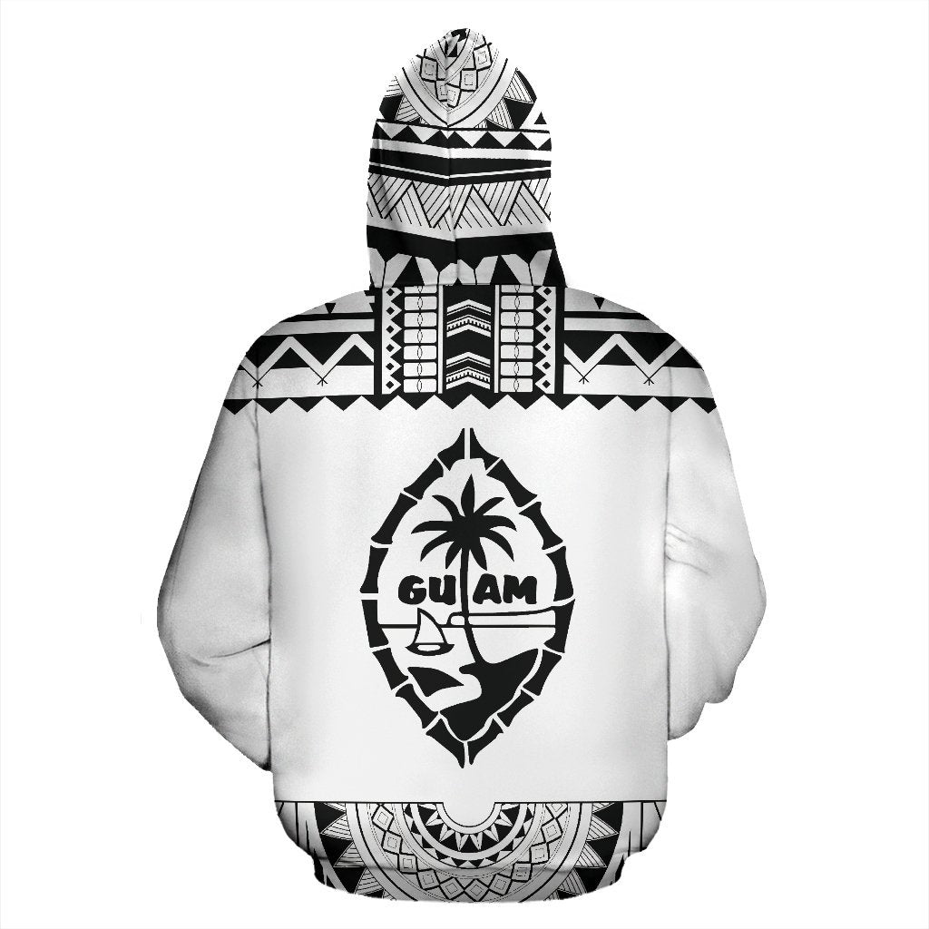 Guam All Over Hoodie - Polynesian White And Black - Amaze Style™-ALL OVER PRINT HOODIES
