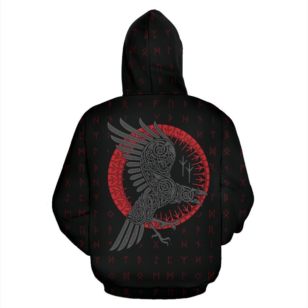 Viking Odin's Raven Old Runes Style Hoodie A7 - Amaze Style™-ALL OVER PRINT HOODIES (P)