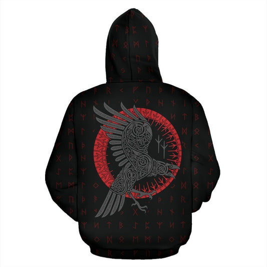 Viking Odin's Raven Old Runes Style Hoodie A7 - Amaze Style™-ALL OVER PRINT HOODIES (P)