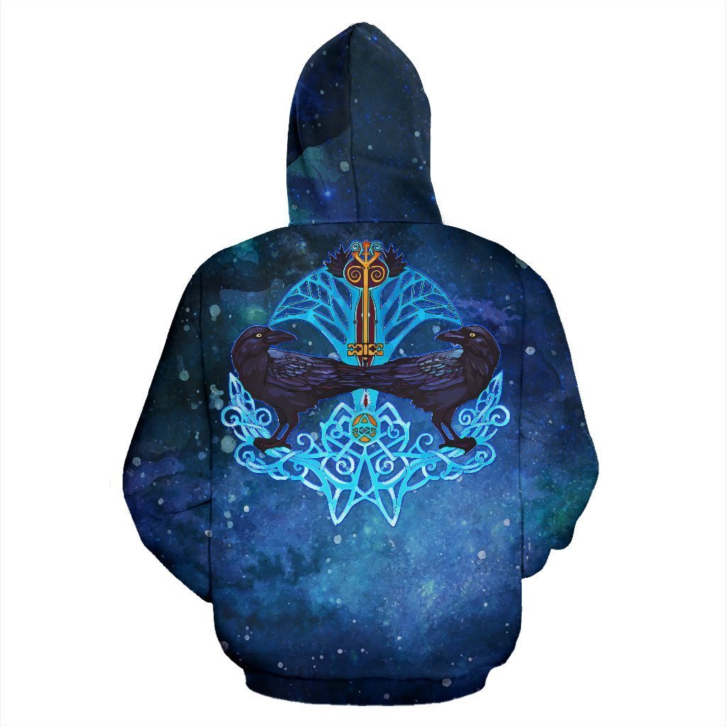 Viking Crow And Key Pullover Hoodie A7 - Amaze Style™-ALL OVER PRINT HOODIES (P)