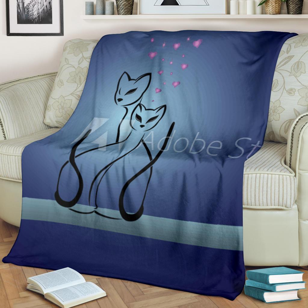 gatti e cuore-Amaze Style™-Premium Blanketgatti e cuore-Youth (56 x 43 inches / 140 x 110 cm)-Vibe Cosy™