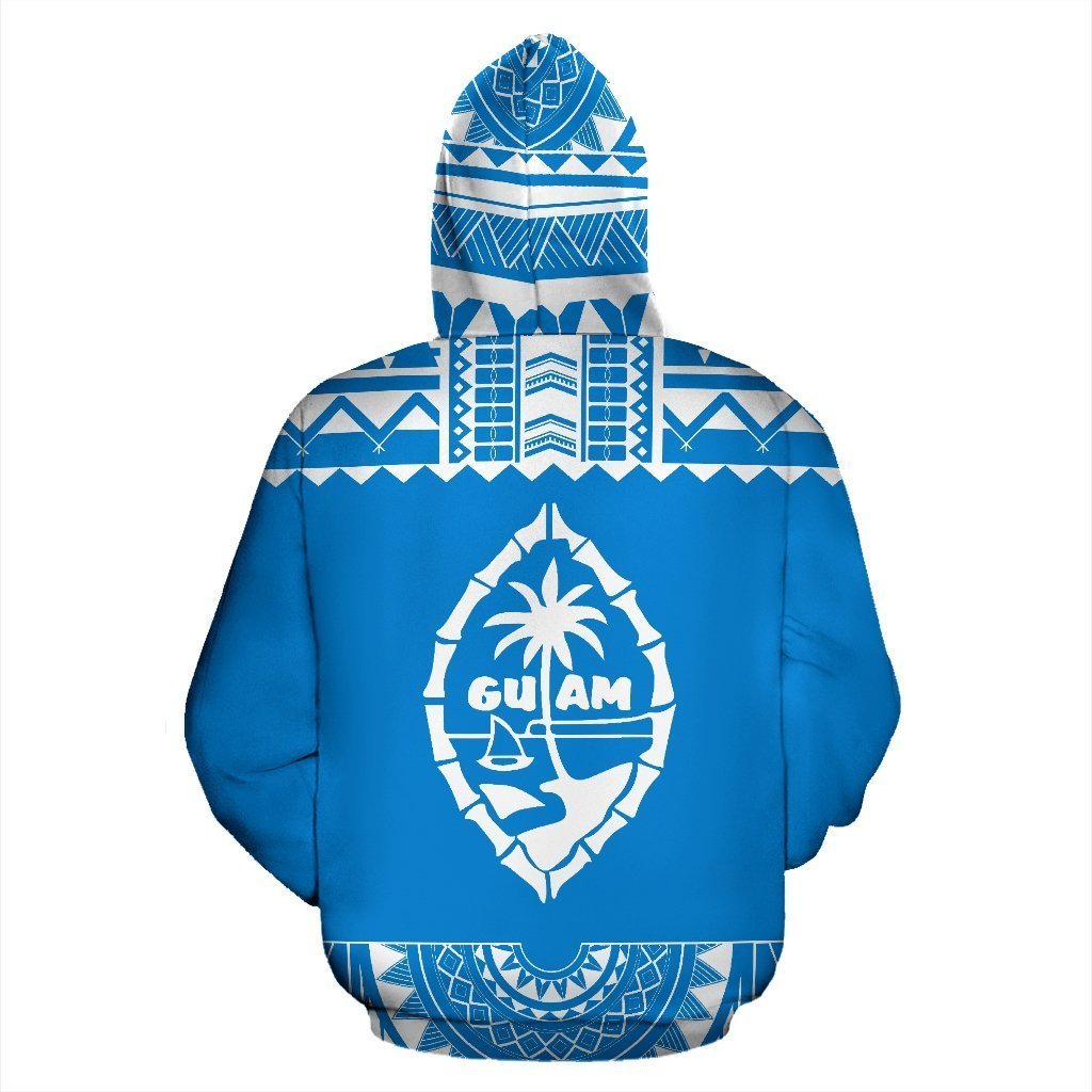Guam All Over Hoodie - Polynesian Blue And White - Amaze Style™-ALL OVER PRINT HOODIES