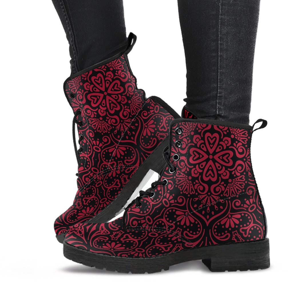 Bohemian Fiesta (Red Jester) - Vegan Leather Boots-Amaze Style™-Women's Leather Boots - Bohemian Fiesta (Red Jester) - Vegan Leather Boots-US5 (EU35)-Vibe Cosy™