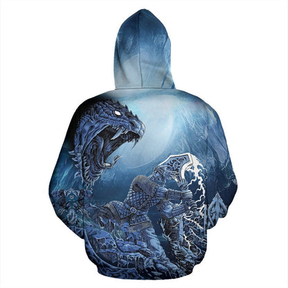 Viking - Thor Vs Midgard Serpent Zip Hoodie A7 - Amaze Style™-ALL OVER PRINT ZIP HOODIES (P)