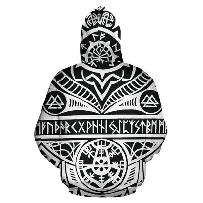 Viking Tattoos™ All Over Hoodie White K4 - Amaze Style™-ALL OVER PRINT HOODIES (P)