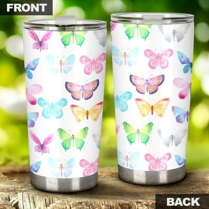 Tumbler Pastel Butterflies-Amaze Style™-Tumbler - Tumbler Pastel Butterflies-20oz Large-Vibe Cosy™