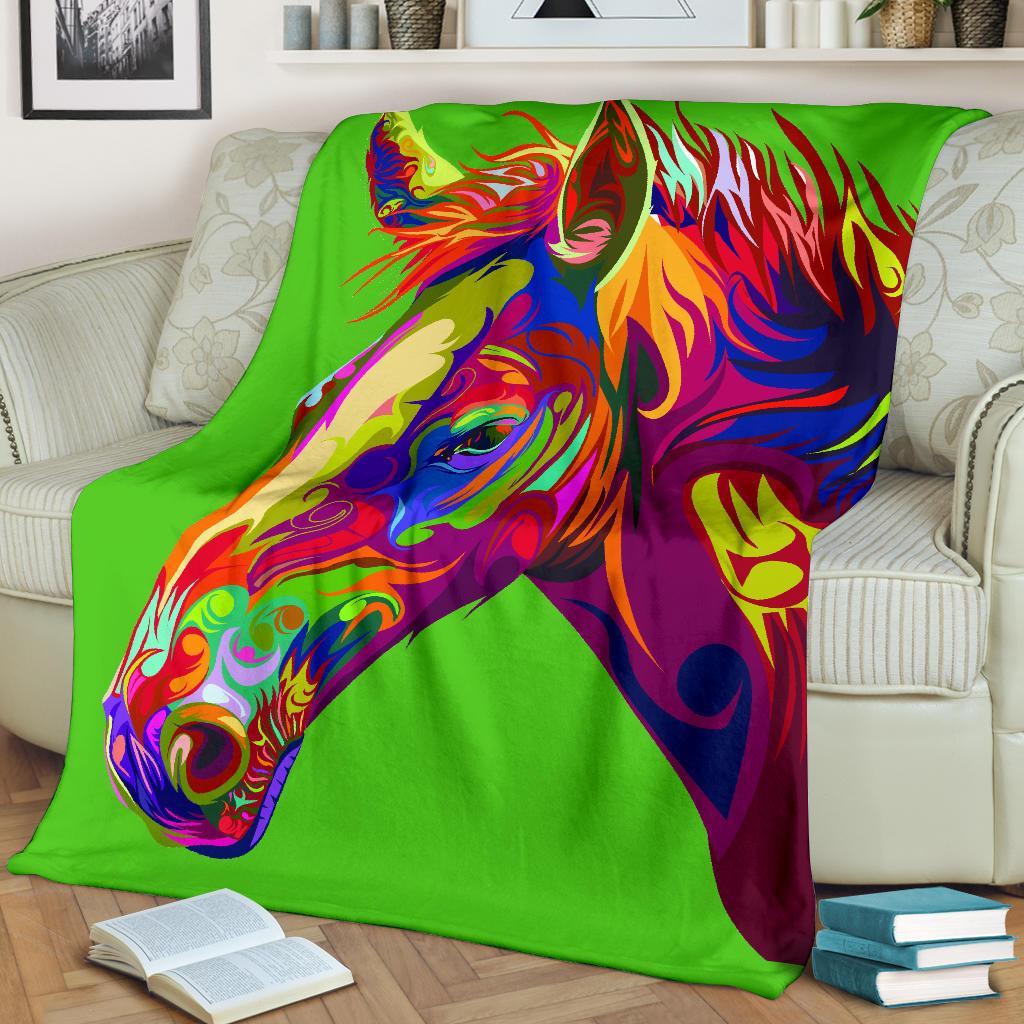 Cavallo Colorato/Verde - Coperta in Pile -Amaze Style™-Premium BlanketCavallo Colorato/Verde - Coperta in Pile -Youth (56 x 43 inches / 140 x 110 cm)-Vibe Cosy™