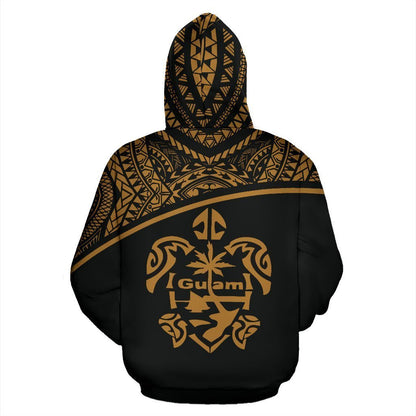 Guam All Over Zip-Up Hoodie - Micronesia Curve Gold Style - Amaze Style™-ALL OVER PRINT ZIP-UP HOODIES