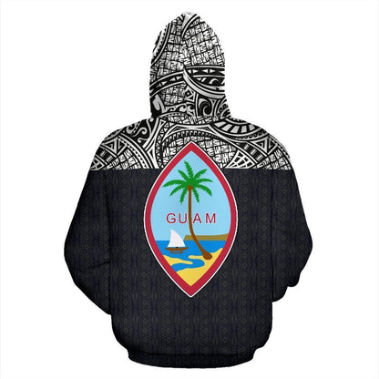 Guam All Over Zip-Up Hoodie - Polynesian Black Version - BN09 - Amaze Style™-ALL OVER PRINT ZIP-UP HOODIES