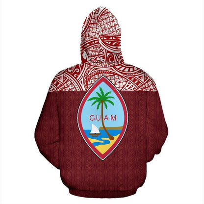 Guam All Over Zip-Up Hoodie - Polynesian Red Version - BN09 - Amaze Style™-ALL OVER PRINT ZIP-UP HOODIES