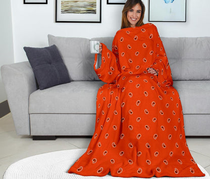 Perfect Orange Paisley Monk Blankets-Amaze Style™-Sleeve Blanket - Perfect Orange Paisley Monk Blankets-Adult 69"X53"-Vibe Cosy™