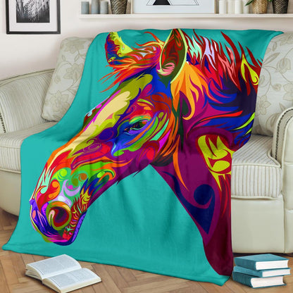 Cavallo Colorato Turchese - Coperta in Pile -Amaze Style™-Premium BlanketCavallo Colorato Turchese - Coperta in Pile -Youth (56 x 43 inches / 140 x 110 cm)-Vibe Cosy™