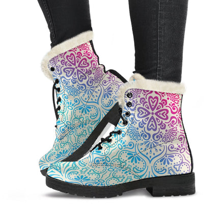 Bohemian Ombre (Sweet Corn) - Vegan Fur Leather Boots-Amaze Style™-Women's Faux Fur Leather BootsBohemian Ombre (Sweet Corn) - Vegan Fur Leather Boots-US5 (EU35)-Vibe Cosy™
