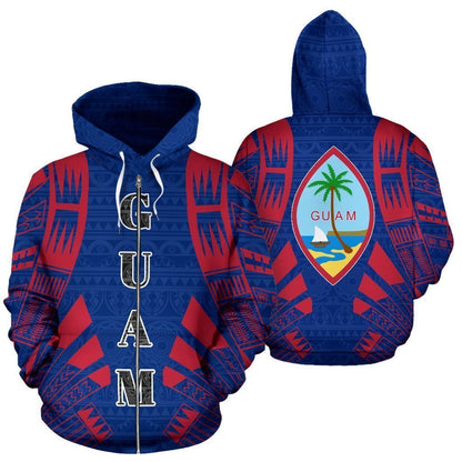 Guam All Over Zip-Up Hoodie - Polynesian Tattoo Style - Amaze Style™-ALL OVER PRINT ZIP-UP HOODIES