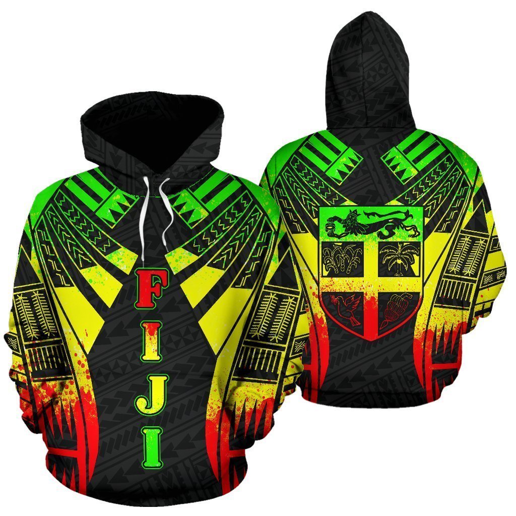 Fiji All Over Zip-Up Hoodie - Reggae Color Tattoo Style - BN01 - Amaze Style™-Apparel