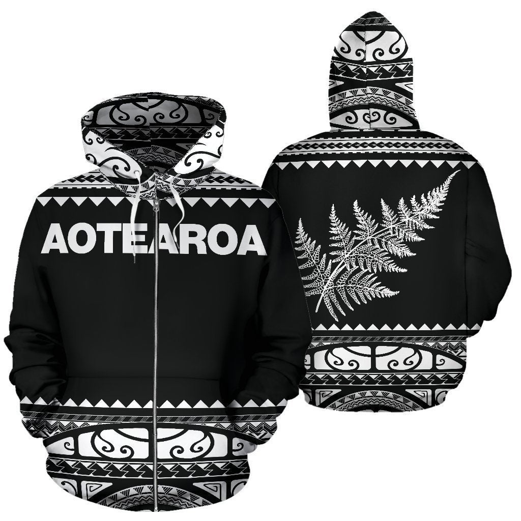 Maori New Zealand Zip Up Hoodie White - Amaze Style™-Apparel
