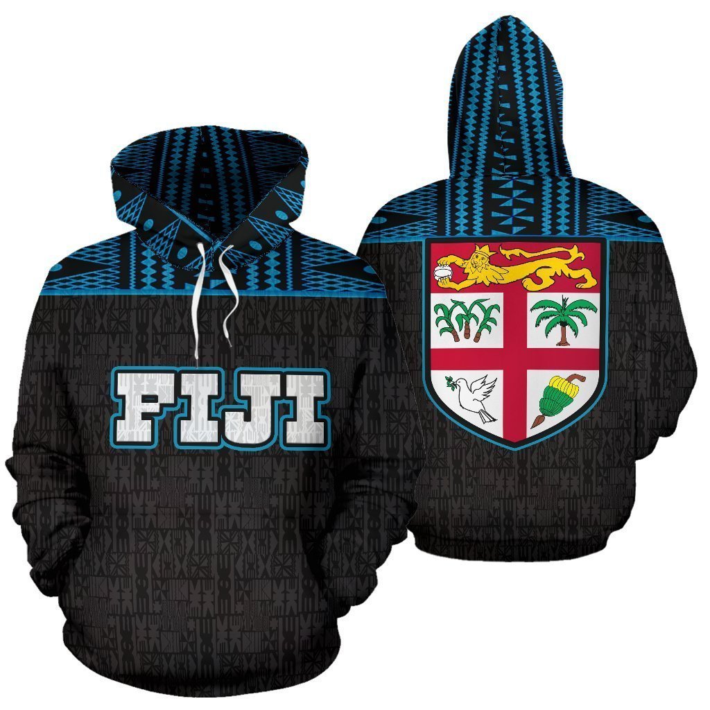 Fiji Tapa Pattern Hoodie - Blue NN5 - Amaze Style™-Apparel