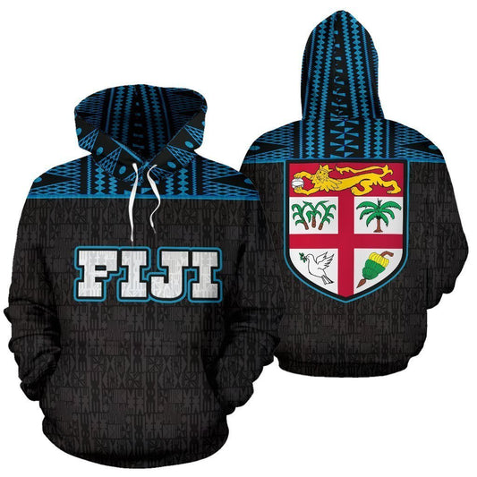 Fiji Tapa Pattern Hoodie - Blue NN5 - Amaze Style™-Apparel