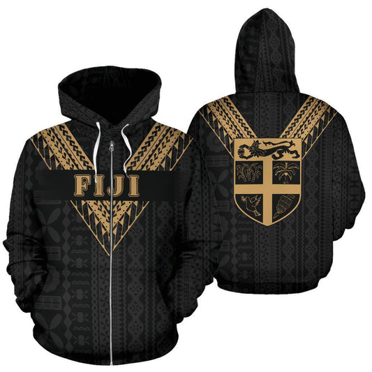 Fiji All Over Zip-Up Hoodie - Gold Sailor Style - BN01 - Amaze Style™-Apparel
