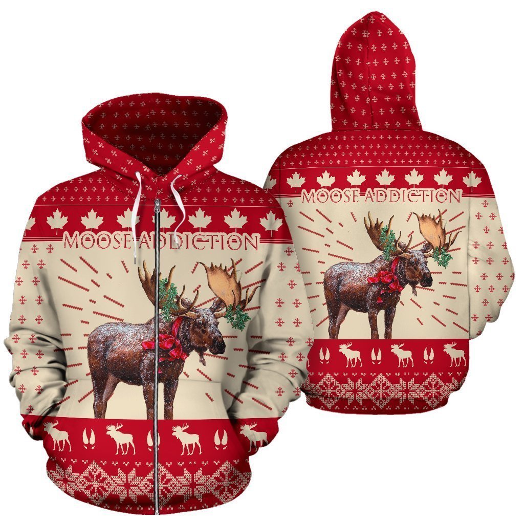 Moose Addiction Canada Zip Up Hoodie PL - Amaze Style™-Apparel