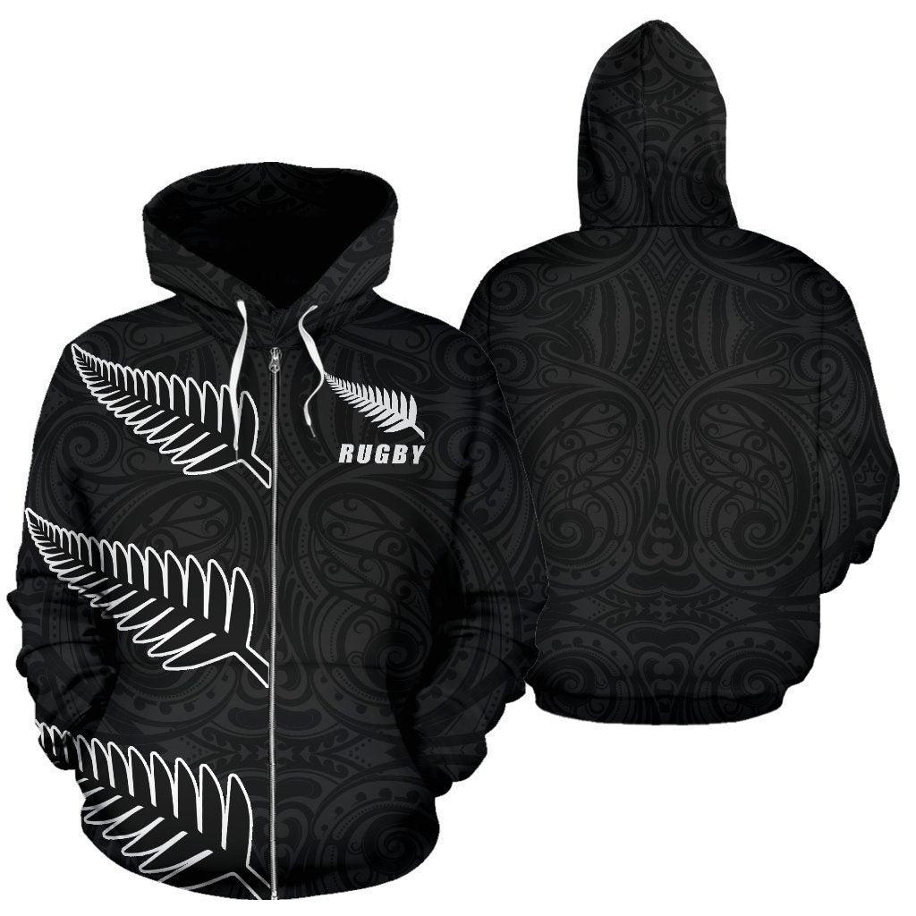 Rugby Three Fern Zip Up Hoodie K4 - Amaze Style™-Apparel