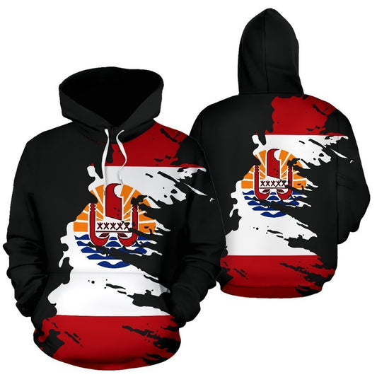 French Polynesia Hoodie Flag Painting TH5 - Amaze Style™-Apparel