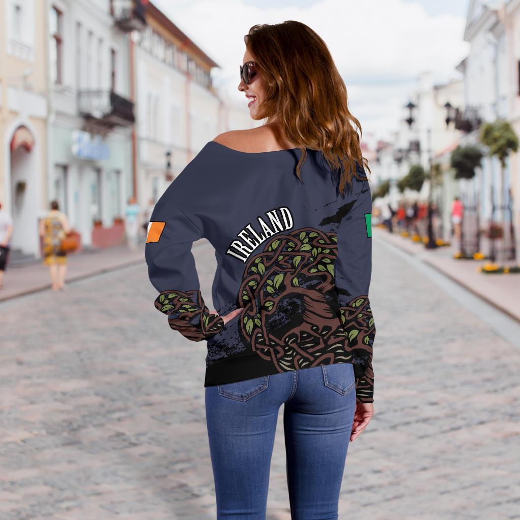 Celtic Tree Of Life Women's Off Shoulder Sweater Purple Version Z2 - Amaze Style™-WOMENS OFF SHOULDER SWEATERS
