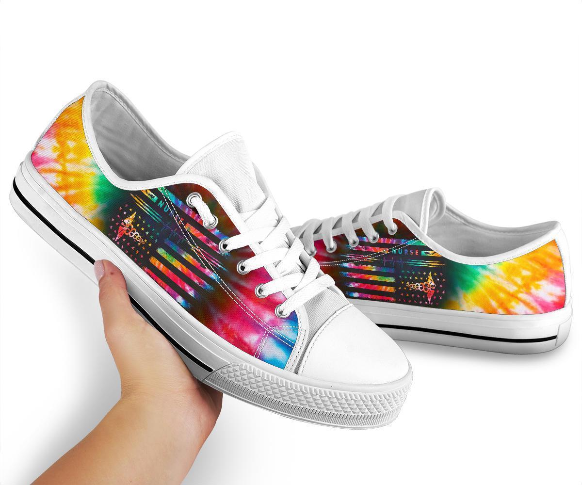 Nurse Tie Dye Flag Low Top Shoes TA040708 - Amaze Style™-