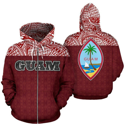 Guam All Over Zip-Up Hoodie - Polynesian Red Version - BN09 - Amaze Style™-ALL OVER PRINT ZIP-UP HOODIES