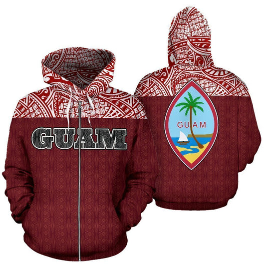 Guam All Over Zip-Up Hoodie - Polynesian Red Version - BN09 - Amaze Style™-ALL OVER PRINT ZIP-UP HOODIES