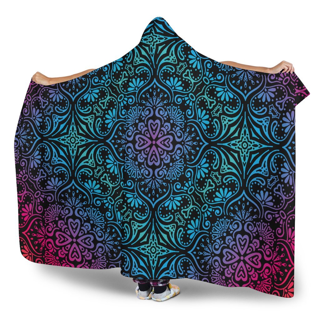 Bohemian Rainbow (Black) - Hooded Blankets-Amaze Style™-Hooded BlanketBohemian Rainbow (Black) - Hooded Blankets-Youth 60"x45"-Vibe Cosy™