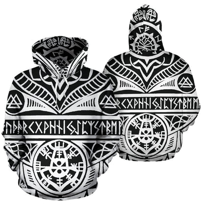 Viking Tattoos™ All Over Hoodie White K4 - Amaze Style™-ALL OVER PRINT HOODIES (P)