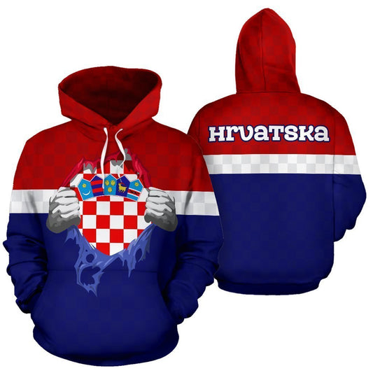 Croatia - Hrvatska Superhero Allover Zip Hoodie A0 - Amaze Style™-Apparel