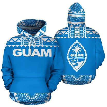Guam All Over Hoodie - Polynesian Blue And White - Amaze Style™-ALL OVER PRINT HOODIES