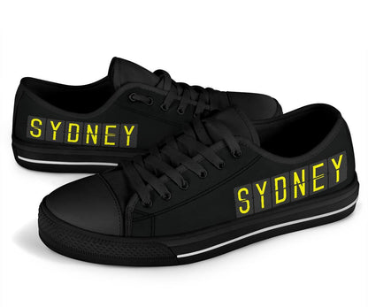 Airport Destinations SYDNEY (Black) - Low Top Canvas Shoes-Amaze Style™-placeholder-placeholder-Vibe Cosy™