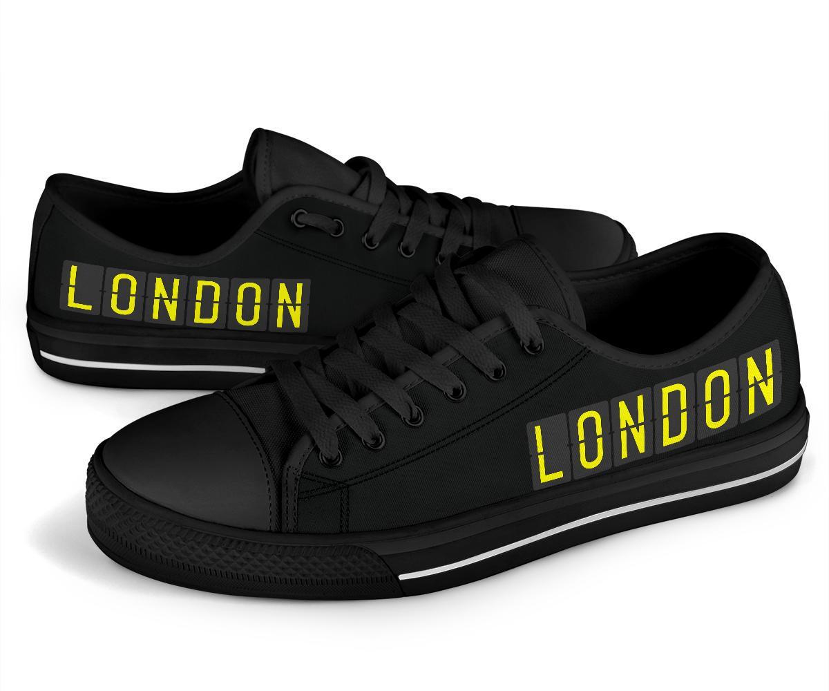 Airport Destinations LONDON (Black) - Low Top Canvas Shoes-Amaze Style™-Womens Low Top - Airport Destinations LONDON (Black) - Low Top Canvas Shoes-US5.5 (EU36)-Vibe Cosy™
