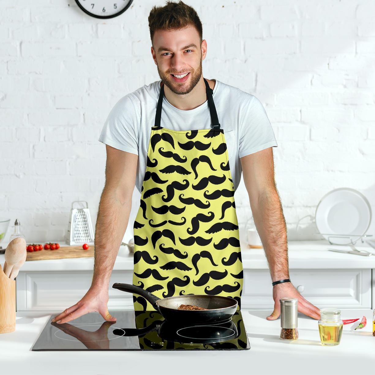 Mustache Yellow Apron-Amaze Style™-Mustache Yellow Apron-Vibe Cosy™