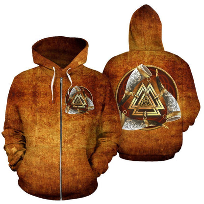 Viking Vintage All Over Zip-Up Hoodie - BN01 - Amaze Style™-ALL OVER PRINT ZIP HOODIES (P)