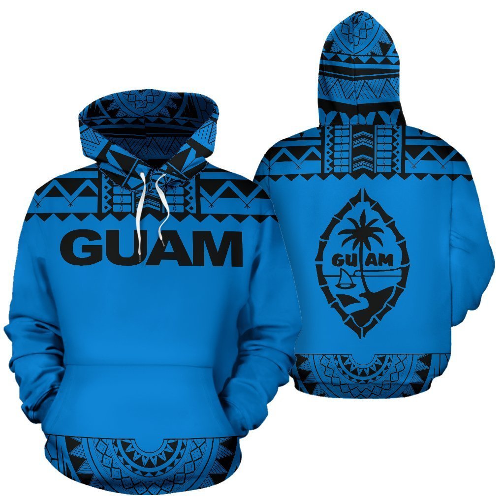 Guam All Over Hoodie - Polynesian Blue And Black - Amaze Style™-ALL OVER PRINT HOODIES
