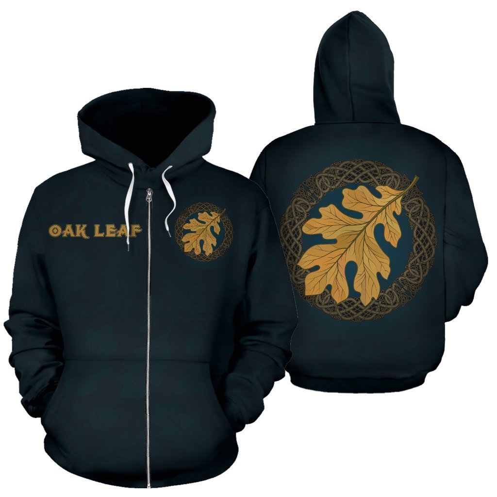 Oak Leaf Viking All Over Zip-Up Hoodie - BN09 - Amaze Style™-ALL OVER PRINT ZIP HOODIES (P)