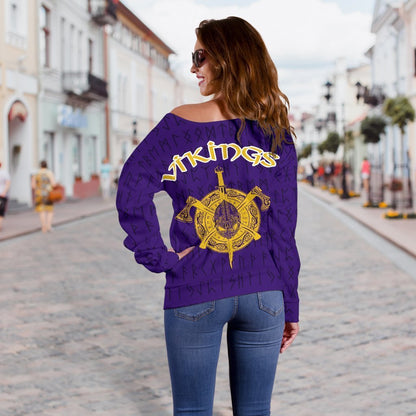 Viking Warrior Women's Off Shoulder Sweater TH5 - Amaze Style™-Women's Off Shoulder Sweater