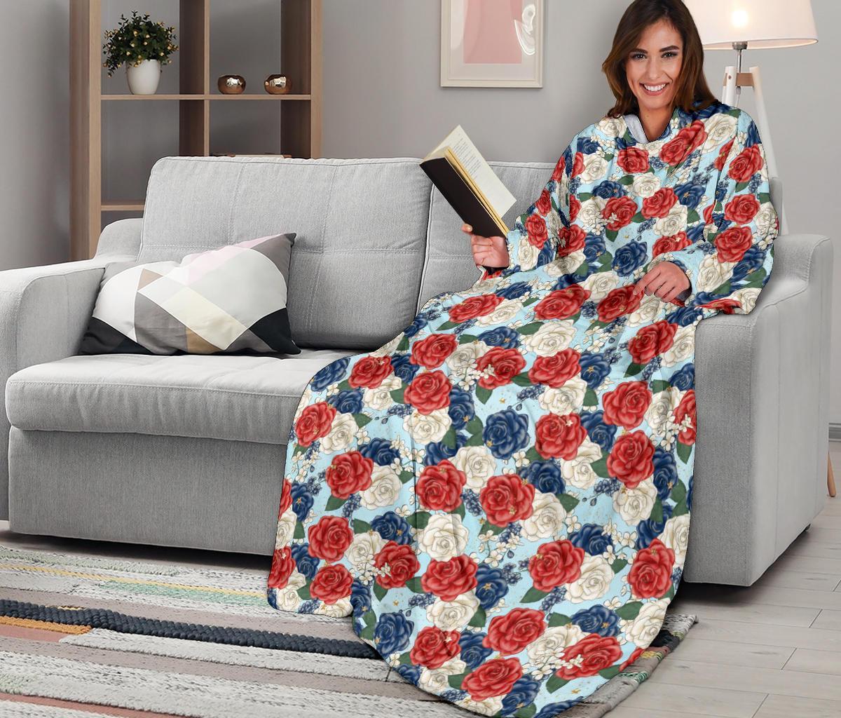 Roses sleeve blanket-Amaze Style™-Sleeve Blanket - Roses sleeve blanket-Adult 69"X53"-Vibe Cosy™