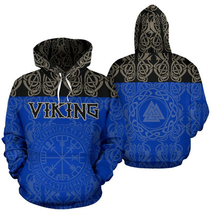 Viking All Over Hoodie - Vegvisir Bn10 - Amaze Style™-ALL OVER PRINT ZIP HOODIES (P)