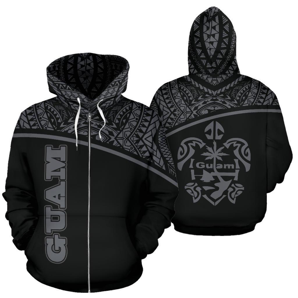 Guam All Over Zip-Up Hoodie - Micronesia Curve Grey Style - Amaze Style™-ALL OVER PRINT ZIP-UP HOODIES