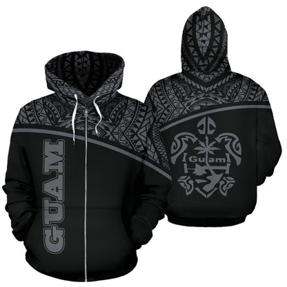 Guam All Over Zip-Up Hoodie - Micronesia Curve Grey Style - Amaze Style™-ALL OVER PRINT ZIP-UP HOODIES