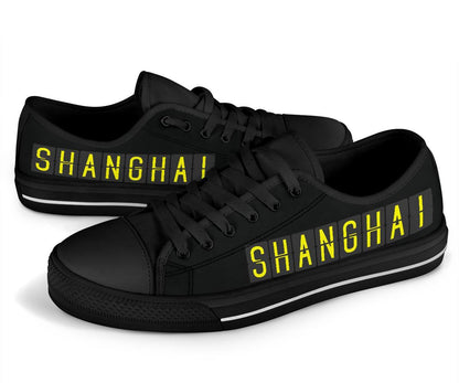Airport Destinations SHANGHAI - Low Top Canvas Shoes-Amaze Style™-placeholder-placeholder-Vibe Cosy™
